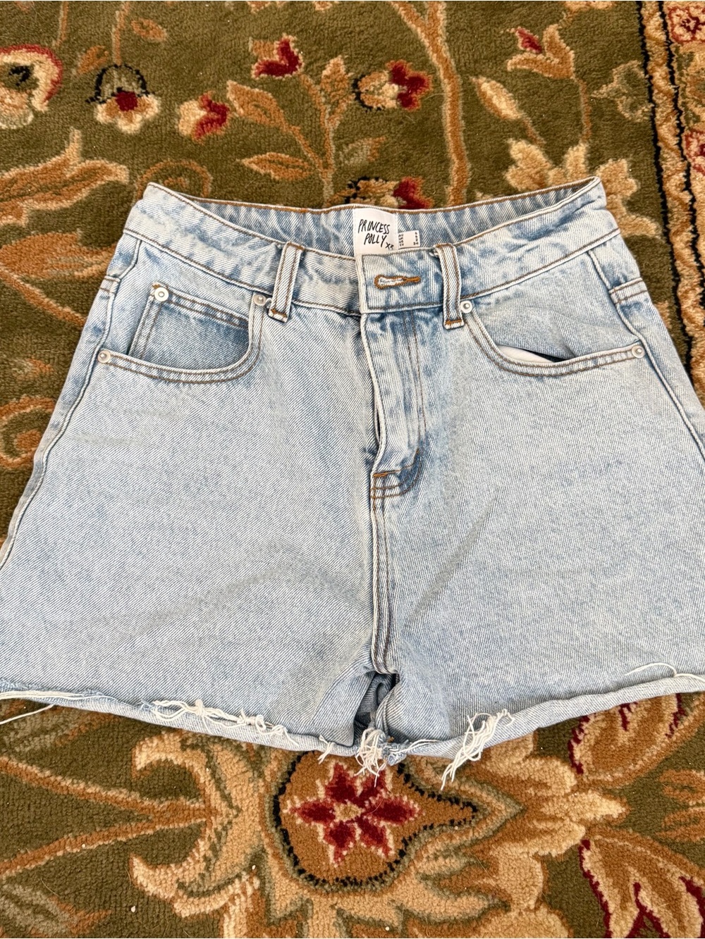 Princess Polly Washed Light Blue High-Rise Denim Shorts